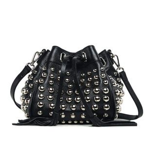 Vicenzo Jolyn Studded Mini Bucket Leather Purse